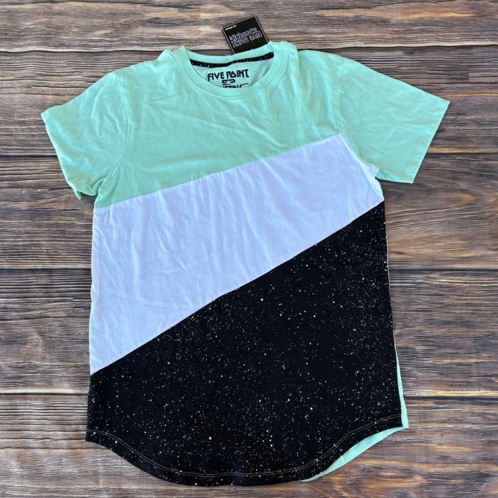 GUC Five Point Industry Color Block T-Shirt | Mint/White/Black Sz M
